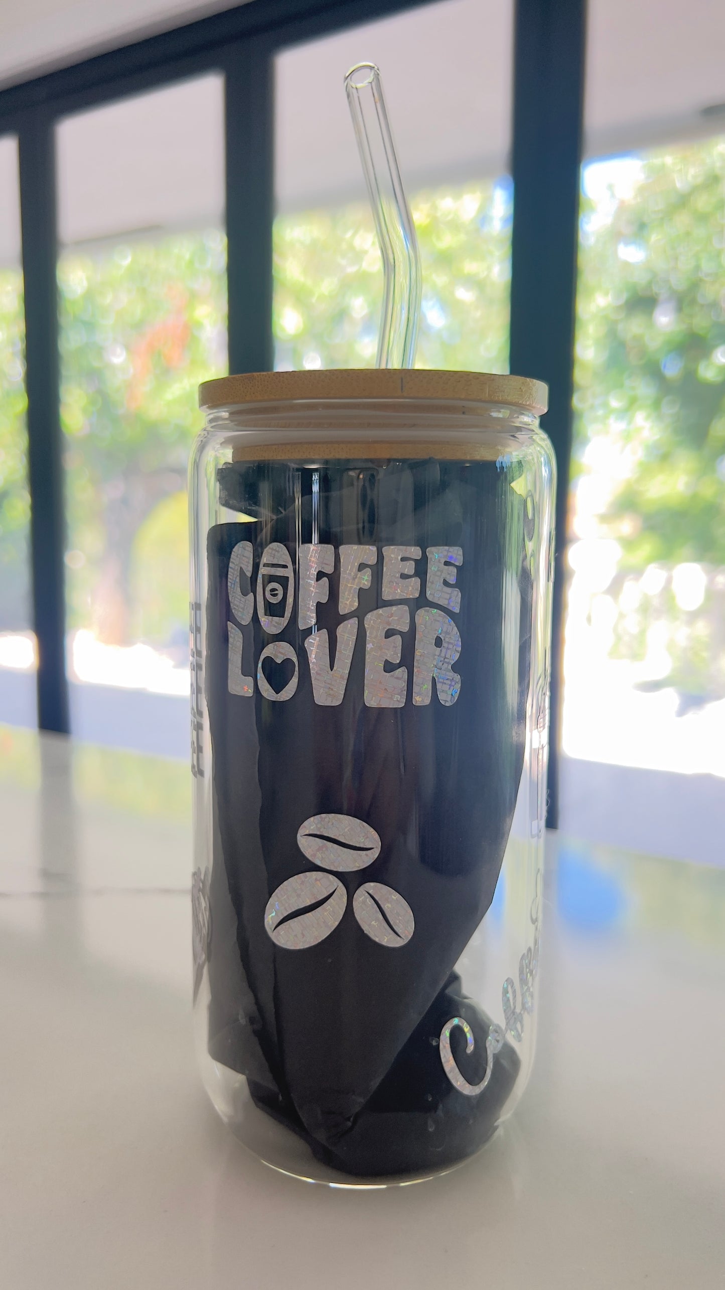 Coffee Love 16 oz Sipper Glass